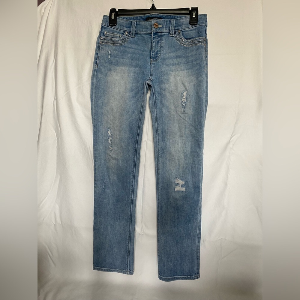 White House Black Market Straight Leg Distressed Jeans